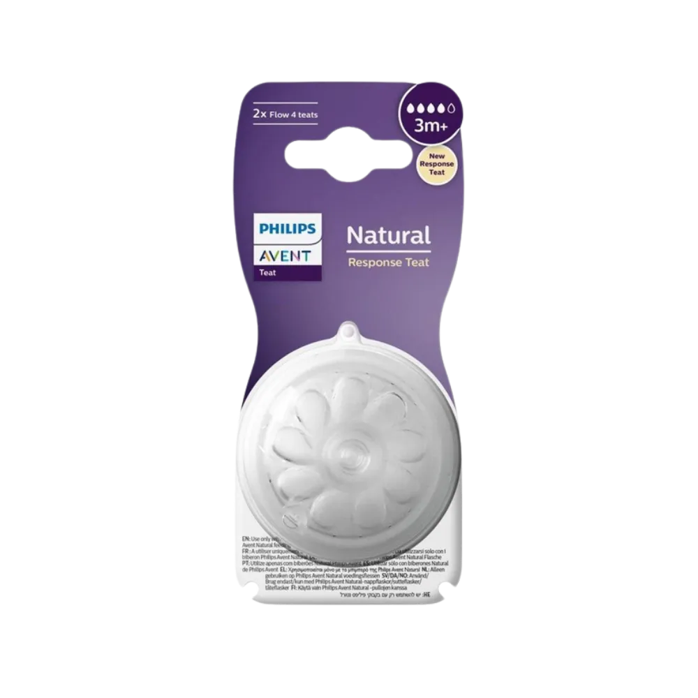 Philips Avent Teta de silicona Natural Response, tamaño 4, a partir de los 3 meses, 2 unidades