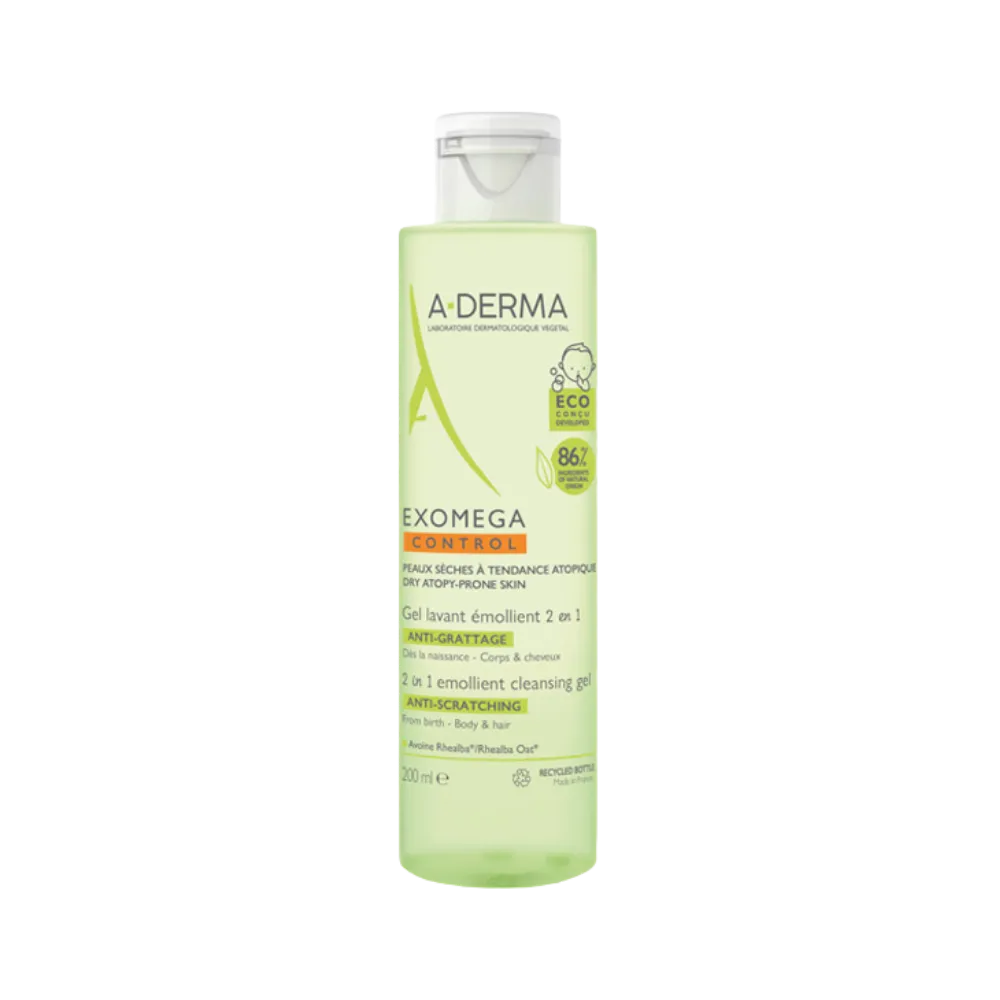 A-Derma Exomega Control Gel pour le corps et les cheveux 200 ml